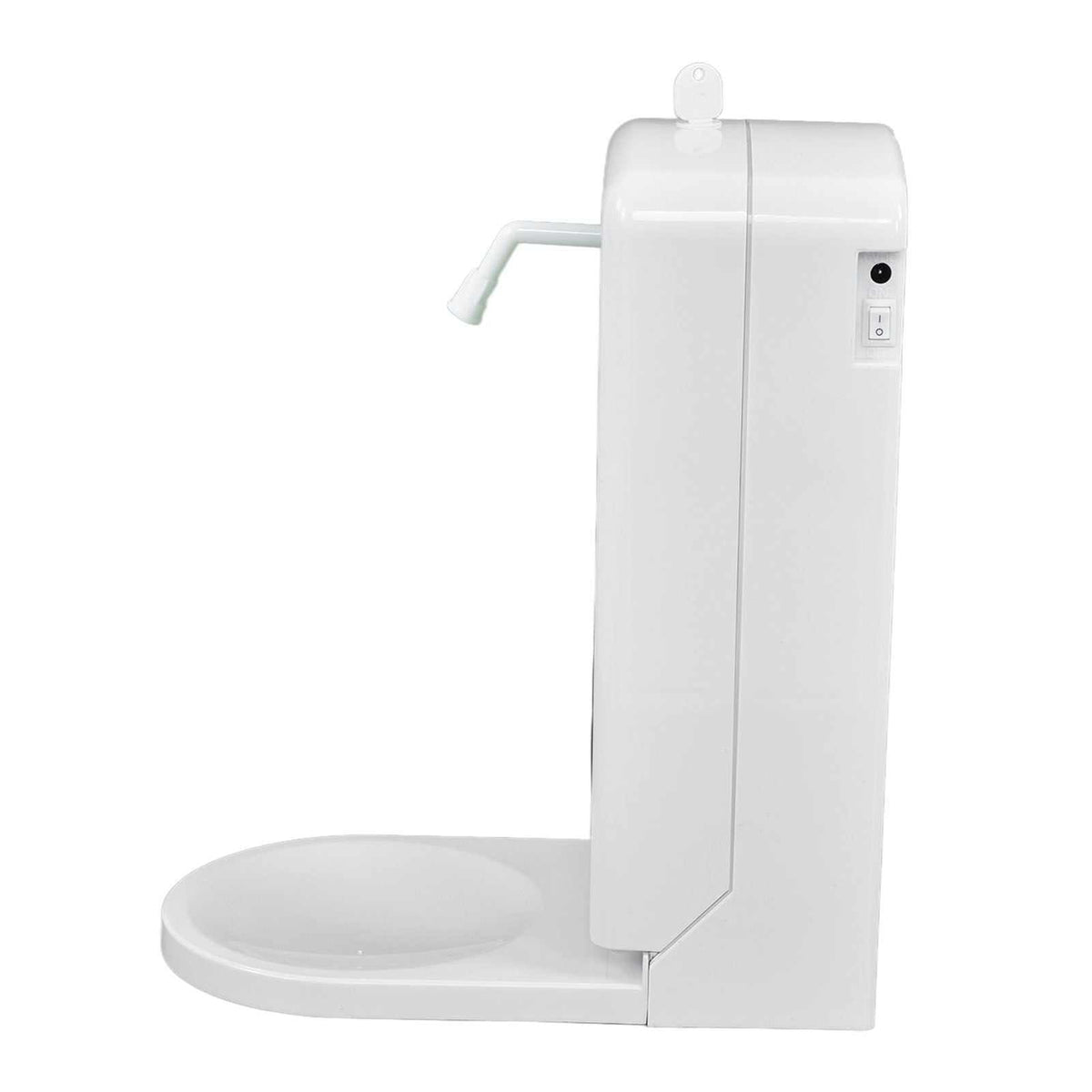 1000mL Automatic Soap Dispenser in white ABS plastic, with a side nozzle, sensor control and removable drip tray