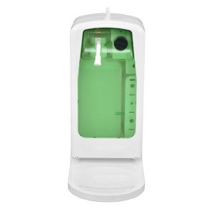 1000mL Automatic Soap Dispenser with a white plastic body, translucent green front panel, and rounded freestanding base