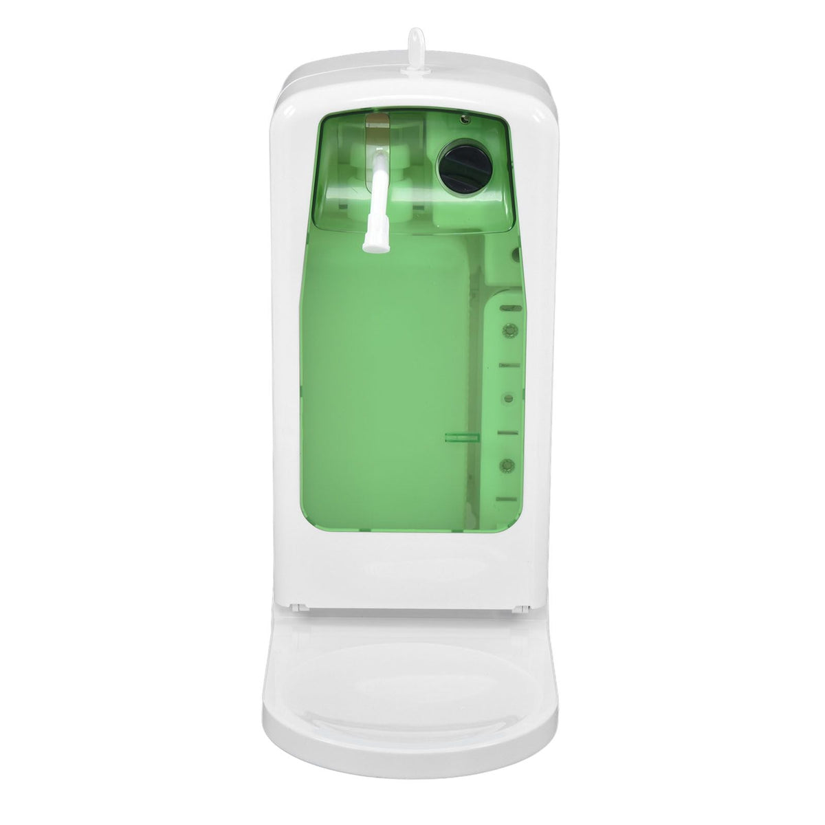 1000mL Automatic Soap Dispenser with a white plastic body, translucent green front panel, and rounded freestanding base