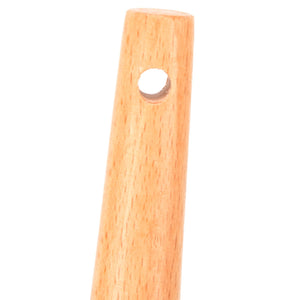 13Pcs Silicone Cooking Utensils Set wooden handle detail in natural light wood, with a round hanging hole