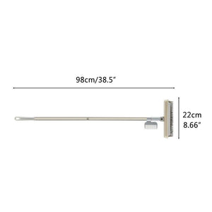 2 in 1 Floor Brush with a long silver metal handle and compact beige head featuring dual bristle edges