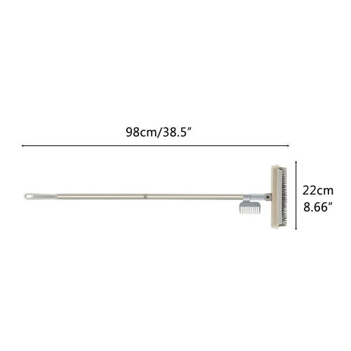 2 in 1 Floor Brush with a long silver metal handle and compact beige head featuring dual bristle edges