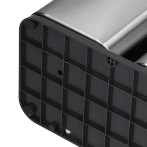 2 in 1 Knife Holder with a brushed stainless steel body and black plastic base featuring a raised grid and rubber feet