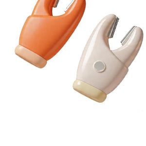 2-Pack 2-in-1 Stainless Steel garlic and vegetable peelers in orange and cream plastic with serrated tips and metal blades