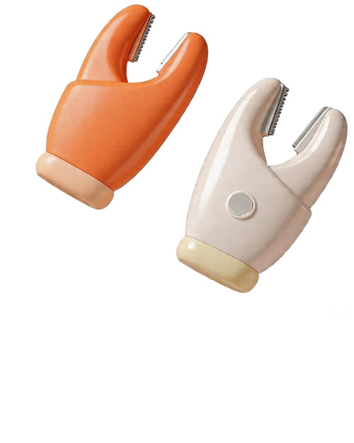 2-Pack 2-in-1 Stainless Steel garlic and vegetable peelers in orange and cream plastic with serrated tips and metal blades