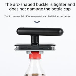 2 pack Black Creative bottle opener with a black T-handle, grey arc-shaped clamp and red cap gripping a bottle