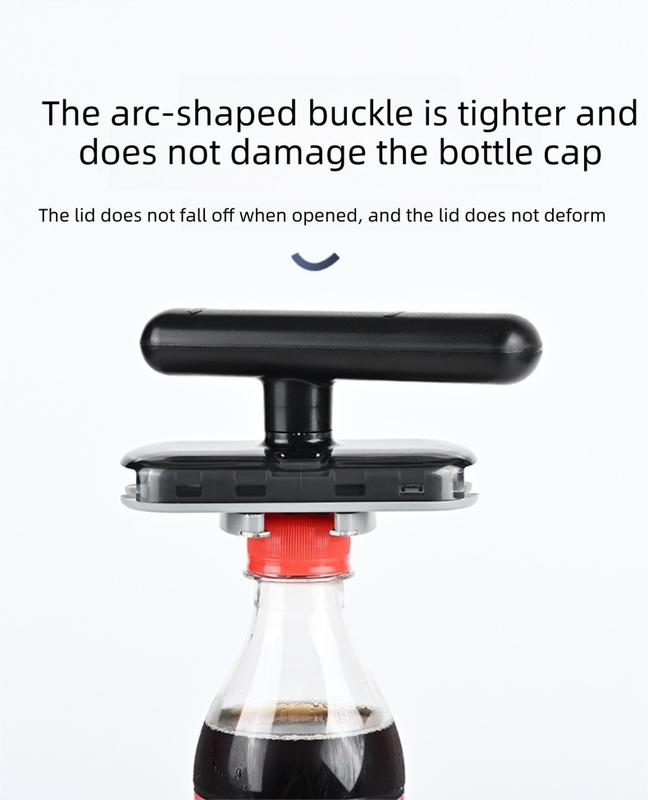 2 pack Black Creative bottle opener with a black T-handle, grey arc-shaped clamp and red cap gripping a bottle