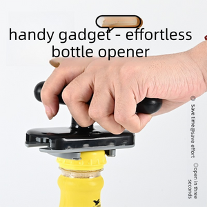 2 pack Black Creative jar and bottle opener with a black plastic handle gripping a yellow bottle cap