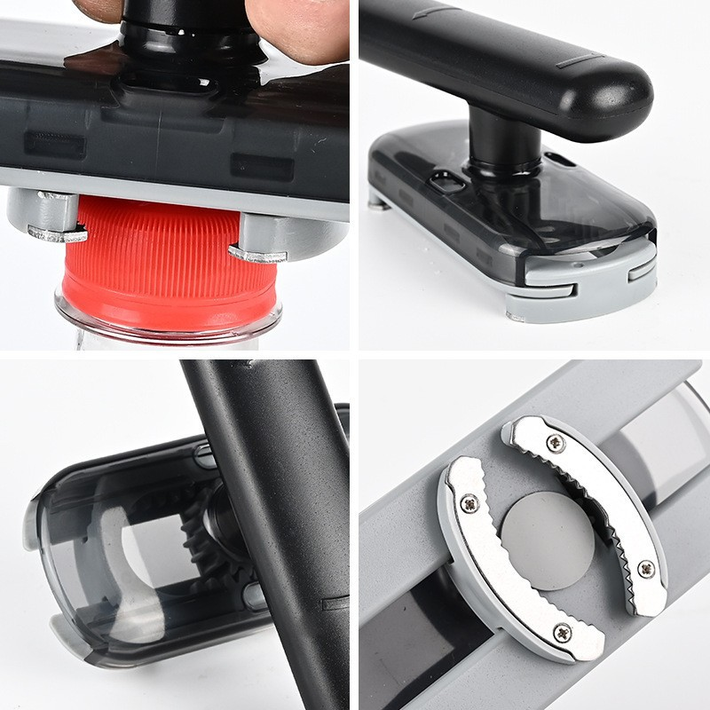 2 pack Black Creative jar and bottle opener set, featuring durable black plastic handles and silver metal gripping jaws
