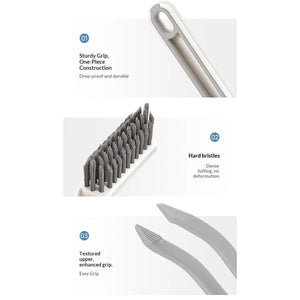 2 pack Crevice Cleaning Brush in white with dense grey hard bristles, a narrow angled head and textured grip