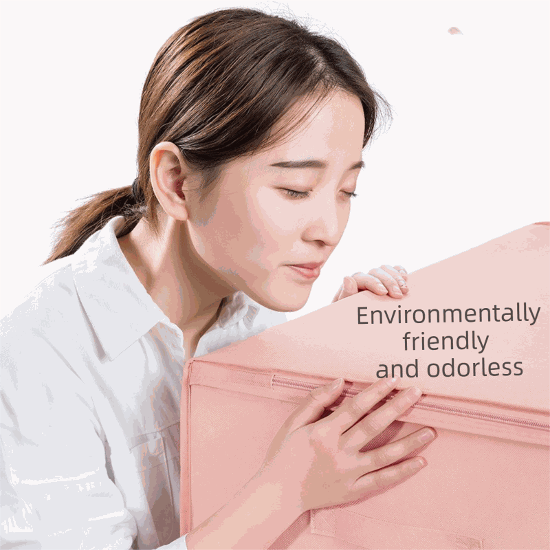 2-Pack Grey Extra Large storage bag shown in pink non-woven fabric with a zippered lid and front handle