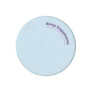 2 Pcs Blue Quick-Dry diatom mud coaster, pale blue with a fine textured surface and purple “Keep happiness” lettering