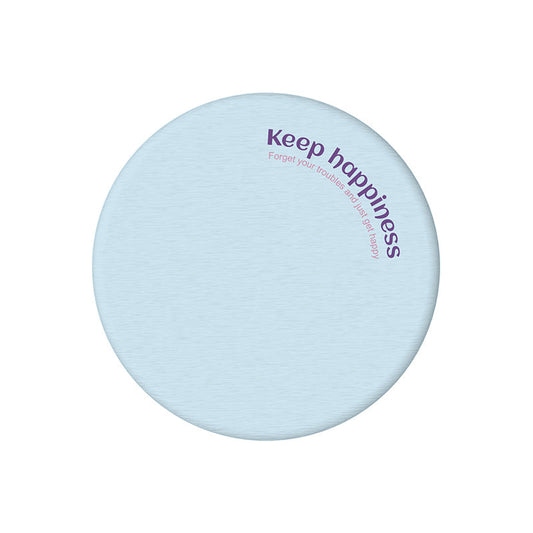2 Pcs Blue Quick-Dry diatom mud coaster, pale blue with a fine textured surface and purple “Keep happiness” lettering