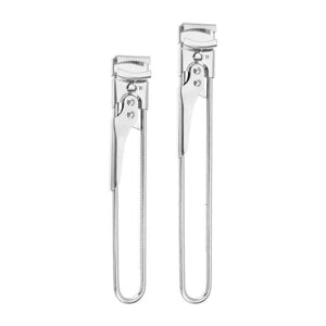 2 Set/4 Pcs Adjustable Jar Opener in silver stainless steel, with toothed adjustable jaws and slim lever handles in two sizes