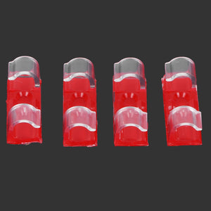 20Pcs Wire Clamp clear plastic cable clips with vivid red bases and curved transparent cable-holding tops