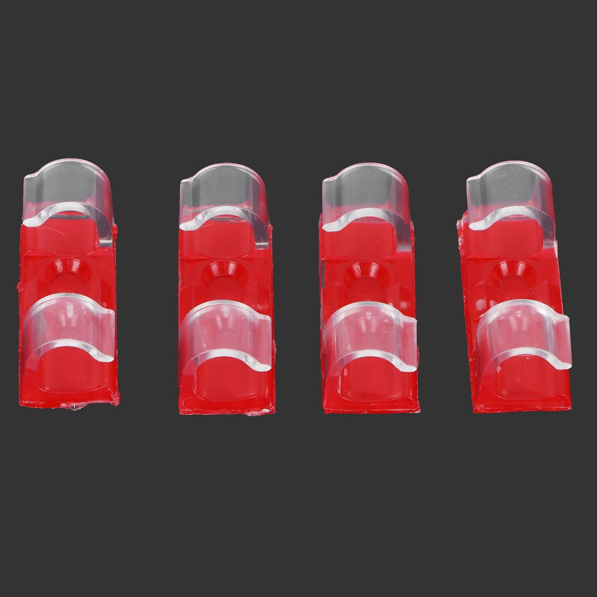 20Pcs Wire Clamp clear plastic cable clips with vivid red bases and curved transparent cable-holding tops
