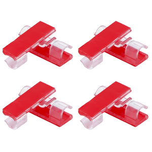 20Pcs Wire Clamp cable clips in transparent plastic with bright red adhesive backing and curved cable holders