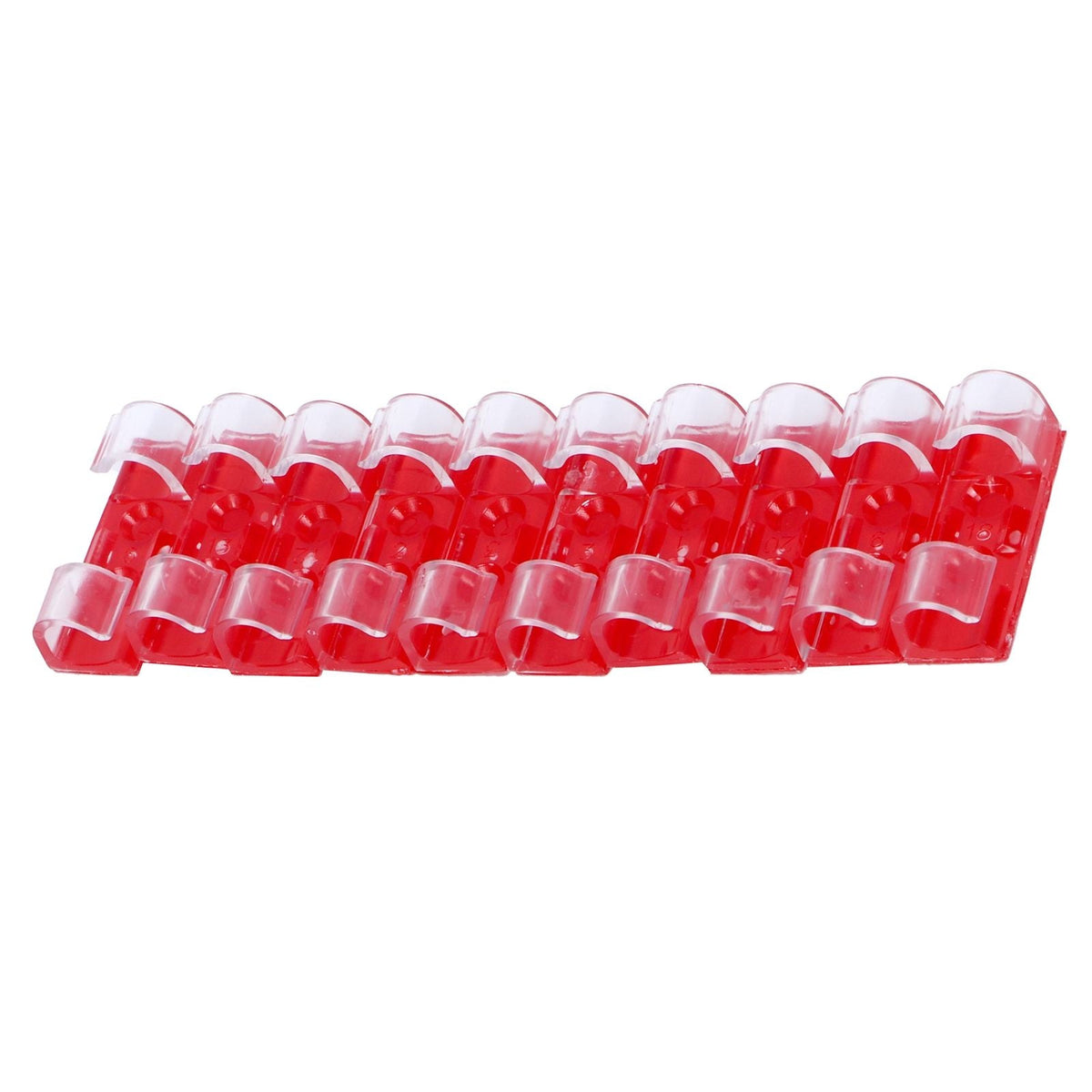 20Pcs Wire Clamp transparent red cable clips in linked rows, featuring curved snap-in slots for securing wires