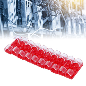 20Pcs Wire Clamp set of transparent red plastic cable clips with curved snap-in channels arranged in a row