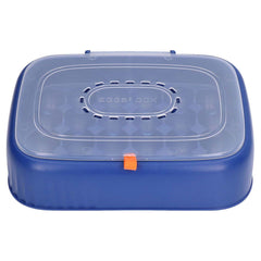 Egg Storage Box – 24-Cell ABS Clamshell Tray with Breathable Vents & Non-Slip Grooves, Fridge Organiser (Dark Blue)