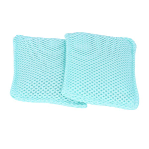 2PCS Dish Scrubber reusable turquoise ceramic mesh cloths with a flexible, open honeycomb texture and rounded edges