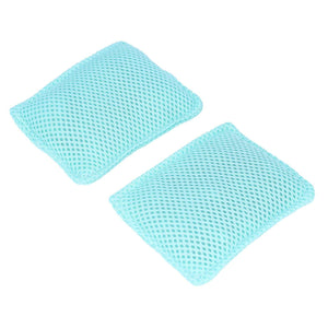 2PCS Dish Scrubber cloths in light turquoise mesh, with a flexible rectangular shape and open lattice texture