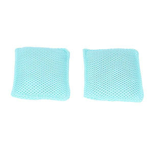 2PCS Dish Scrubber cloths in light turquoise mesh, with a flexible open-weave texture and softly rounded edges