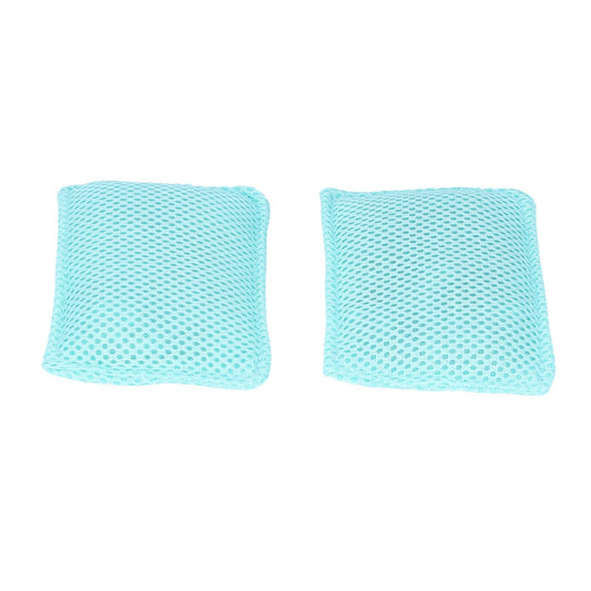 2PCS Dish Scrubber cloths in light turquoise mesh, with a flexible open-weave texture and softly rounded edges