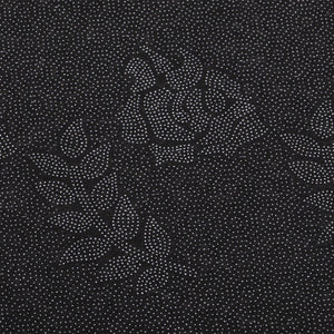 2Pcs Kitchen Mat in black polyester with a subtle dotted floral pattern and textured surface