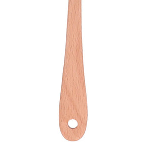2Pcs Kitchen Turner Spatula Set with a visible light natural wood finish and rounded handle with hanging hole