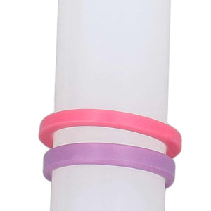 2Pcs Plastic Rolling Pin with a smooth white plastic barrel and bright pink and purple rounded end rings