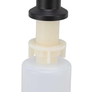 300ml Kitchen Sink Soap Dispenser with a black pump head, cream threaded plastic fitting and translucent white bottle
