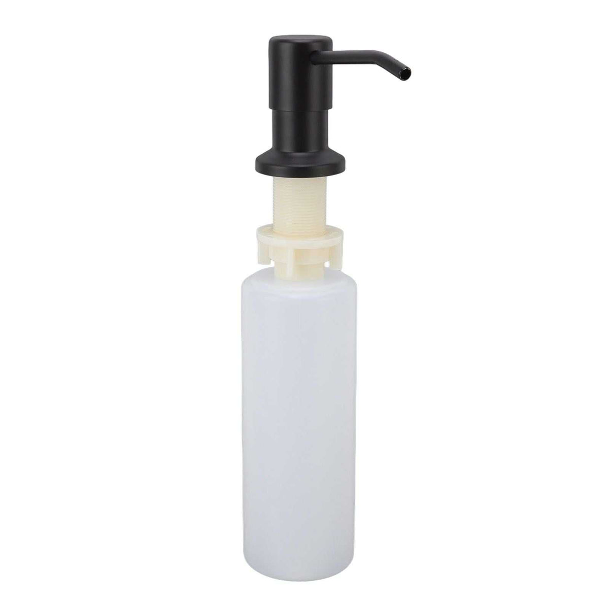 300ml Kitchen Sink Soap Dispenser with a black pump head, cream stem and translucent white plastic bottle