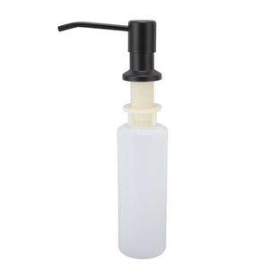 300ml Kitchen Sink Soap Dispenser with a black pump head, curved spout and translucent plastic bottle