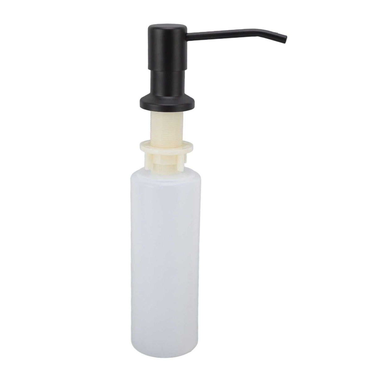 300ml Kitchen Sink Soap Dispenser with a black pump head, long curved spout and translucent plastic bottle