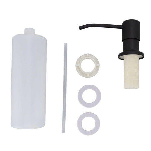 300ml Kitchen Sink Soap Dispenser with a black pump head, white plastic bottle, clear tube and mounting rings