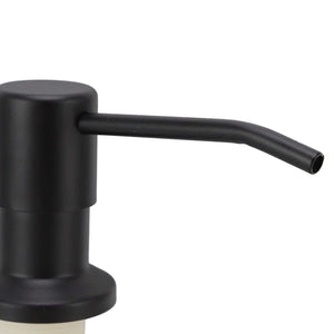 300ml Kitchen Sink Soap Dispenser with a matte black finish, cylindrical pump and long curved spout