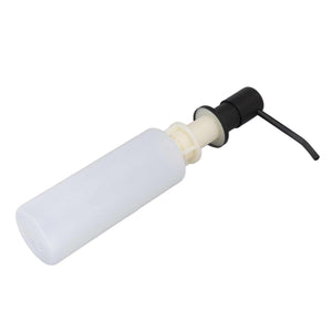 300ml Kitchen Sink Soap Dispenser with a white plastic bottle, cream fittings and black pump head with curved spout