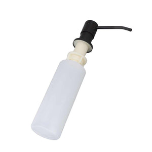 300ml Kitchen Sink Soap Dispenser with a translucent white plastic bottle and black pump head with long spout