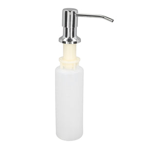 300ml Sink Soap Dispenser with a chrome-plated metal pump, curved spout and translucent white plastic bottle