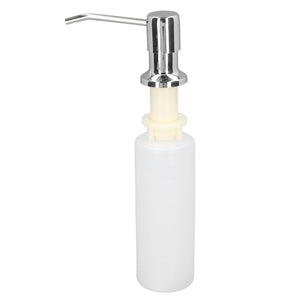 300ml Sink Soap Dispenser with a chrome-plated metal pump and long curved spout, attached to a white plastic bottle