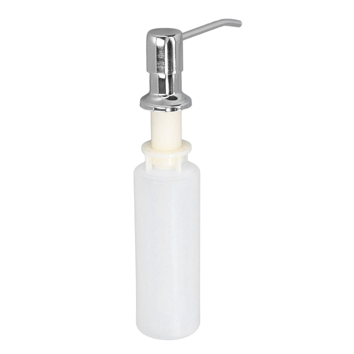 300ml Sink Soap Dispenser with a white plastic bottle and chrome-finish pump head featuring a curved lever