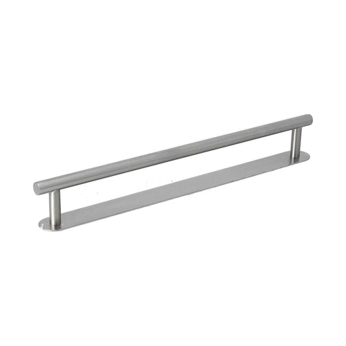 304 Stainless Steel Towel Rack, brushed silver single-rod bar with a long flat mounting plate and two supports