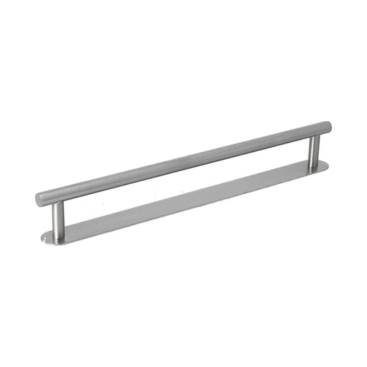 304 Stainless Steel Towel Rack, brushed silver single-rod bar with a long flat mounting plate and two supports
