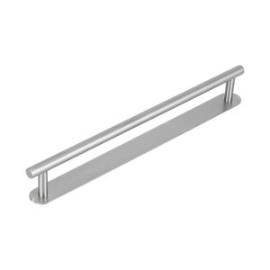 304 Stainless Steel Towel Rack, brushed silver single rod bar with a flat mounting plate and two supports