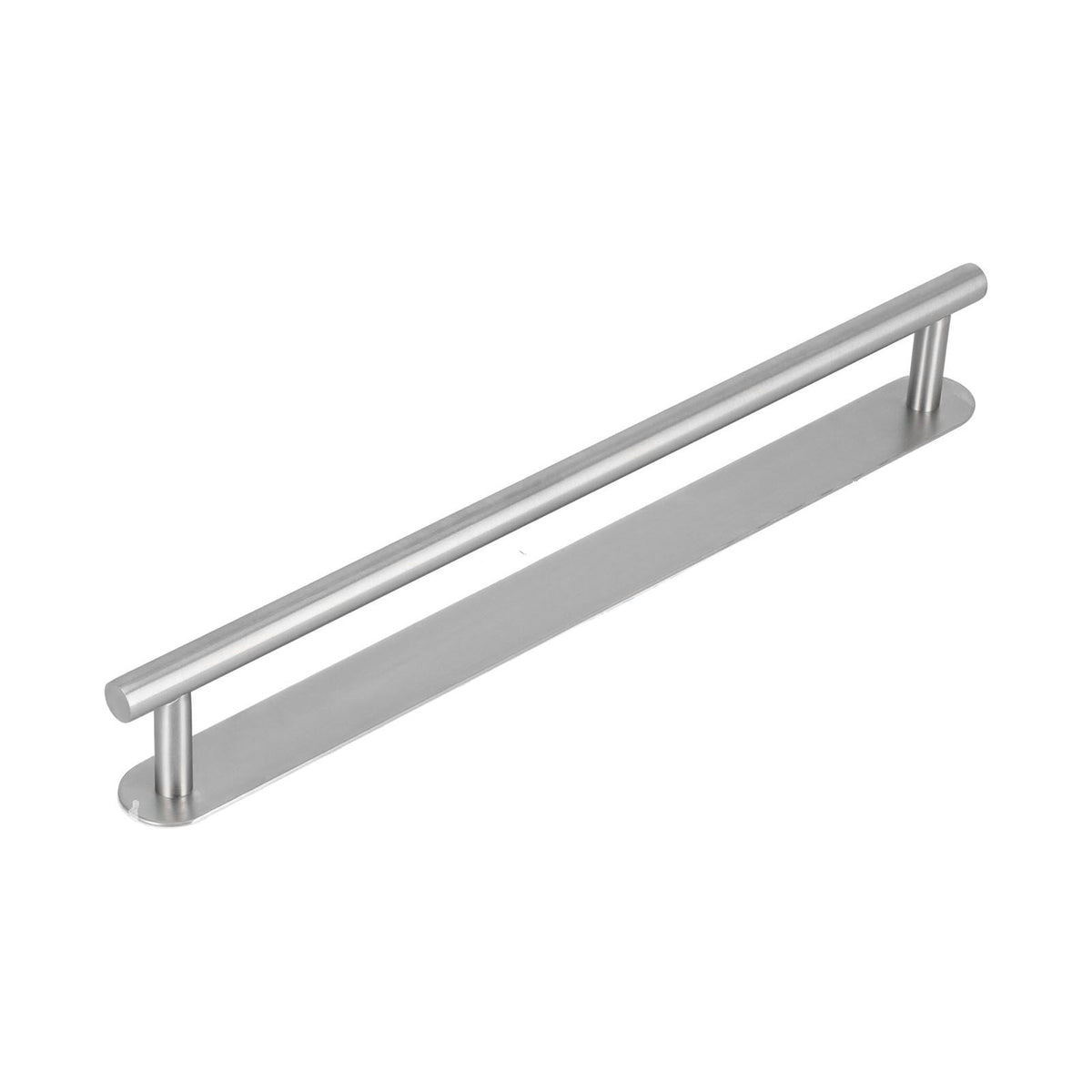 304 Stainless Steel Towel Rack, brushed silver single rod bar with a flat mounting plate and two supports