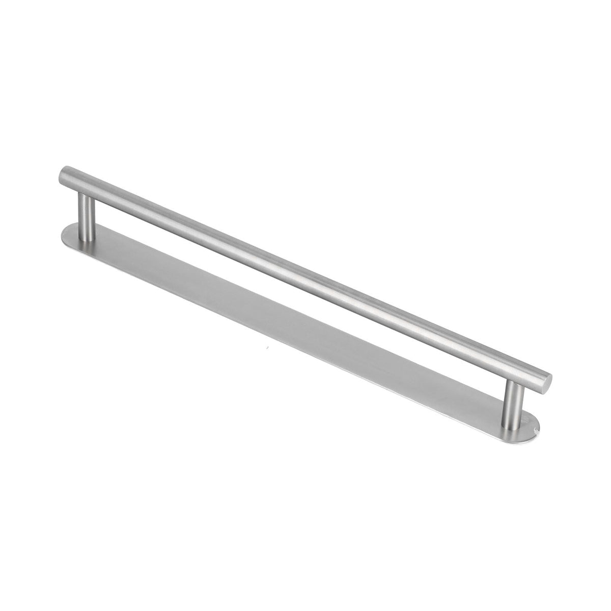 304 Stainless Steel Towel Rack with a brushed silver finish, single horizontal rod, and slim rectangular mounting plate.