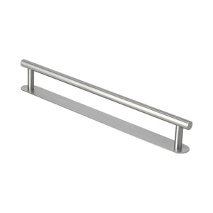 304 Stainless Steel Towel Rack with a brushed silver single rod, two supports, and a long mounting plate