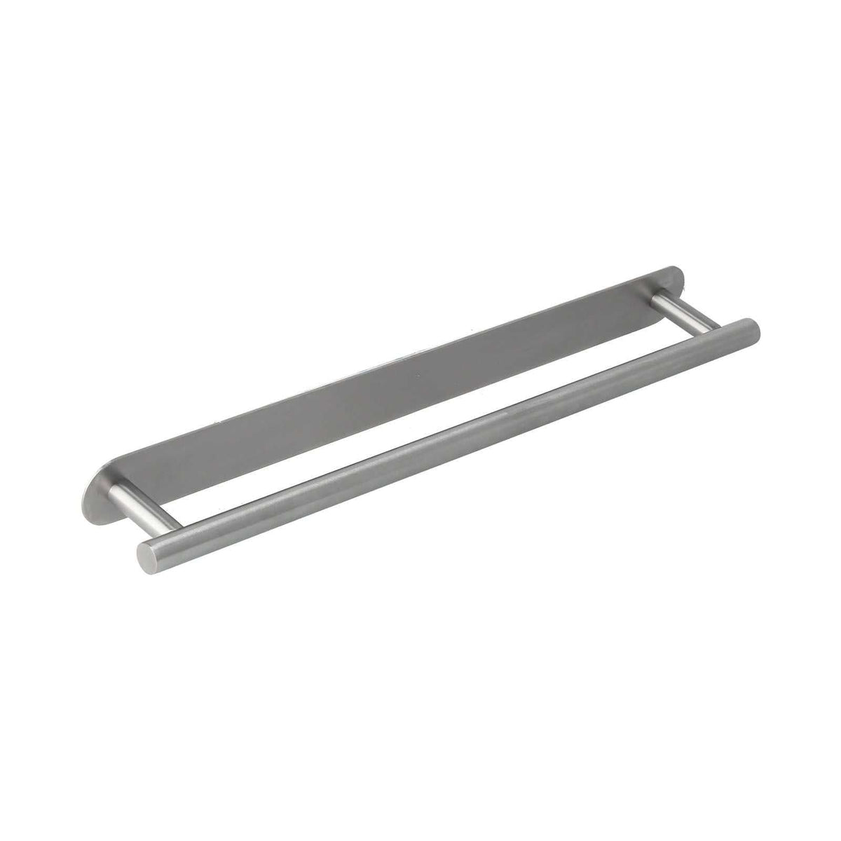 304 Stainless Steel Towel Rack with a brushed silver finish, featuring a single rod and slim rectangular wall mounts