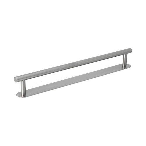 304 Stainless Steel Towel Rack, a brushed silver single-rod bar with two support posts and a flat mounting plate